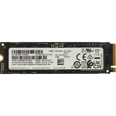 Samsung PM9A1 MZ-VL25120 512GB M.2 PCI EXPRESS GEN4 X4 Solid State Drive