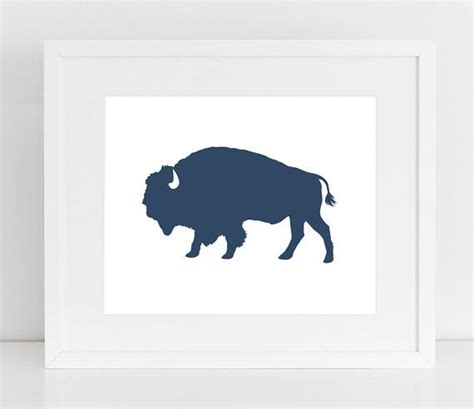 Navy Blue Bison Art Print, Blue Graphic Art, Printable Art, Bison Print, Bison Art, Blue Graphic ...