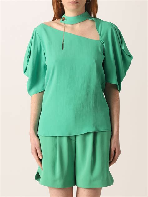 Simona Corsellini Outlet: Simona Corsellin blouse with maxi cut-out - Green | Simona Corsellini ...