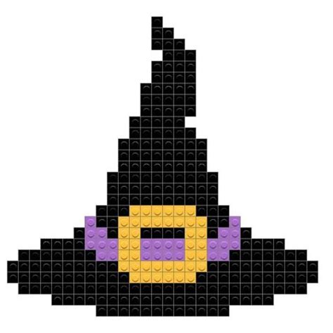 Witch Hat Pearler Bead Patterns, Pearler Beads, Witch Broom, Witch Hat, Pixel Art, Beaded ...