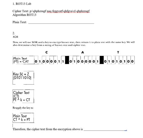 Solved 1. ROT13 Lab Algorithm ROT13 Plain Text: 2. XOR Now, | Chegg.com