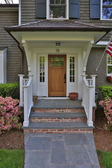 Exterior house porch ideas with stone columns (13) - HomEastern.com | Front porch steps, House ...