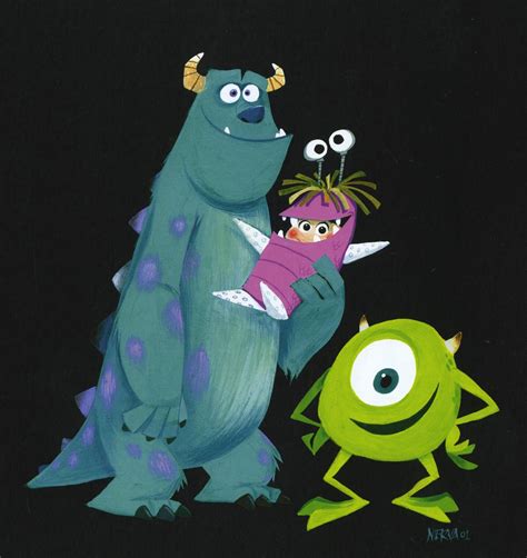 Art of Sullivan, Mike and Boo by Ricky Nierva | Diseño de personajes, Pixar, Disney