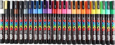 Uni Posca Paint Marker Pen, Fine Point (PC-3M), 24 Colors Set with Japanese Stationery Store ...