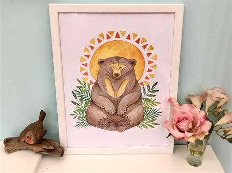 Magical Sun Bear watercolour painting art print sizes A5 A4 270gsm ...