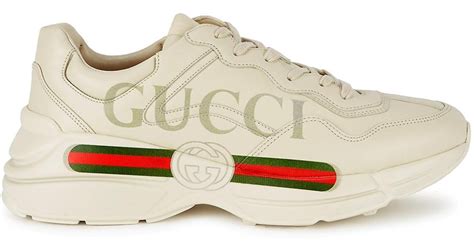 Gucci Rython Logo-print Leather Sneakers in Ivory (White) for Men - Lyst