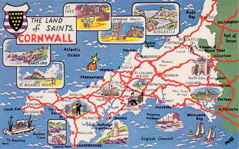 Cornwall Antique Maps, Old Maps of Cornwall, Vintage Maps of Cornwall, UK