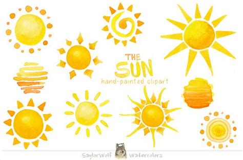 Watercolor Sun Clip Art | Sun clip art, Card art, Sun art