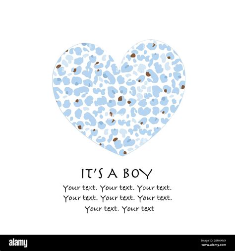 Heart with blue leopard pattern Baby boy, baby shower greeting card, Baby gender reveal ...