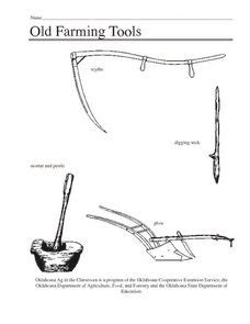 Old Farming Tools Worksheet for 3rd - 12th Grade | Lesson Planet