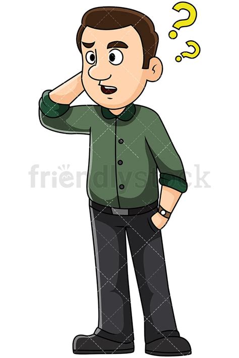 Confused Man Scratching Head Vector Cartoon Clipart - FriendlyStock