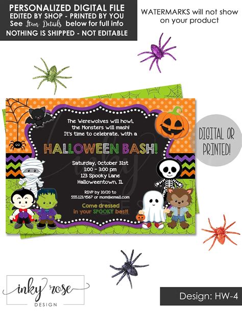 Halloween Invitation for Kids PRINTABLE Digital Invite or - Etsy