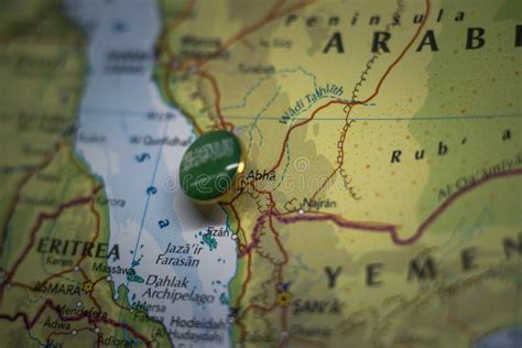 Abha Pinned on a Map with the Flag of Saudi Arabia Stock Image - Image ...