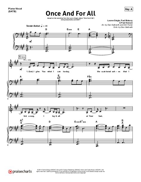 Once And For All Sheet Music PDF (Lauren Daigle) - PraiseCharts