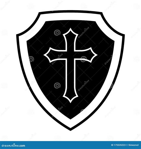 Christian Cross And Shield Of Faith. Church Logo. Religious Symbol ...