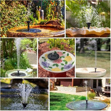 Solar Powered Bird Bath Fountain Pump with 6 nozzles (AS10B-1.4W ...