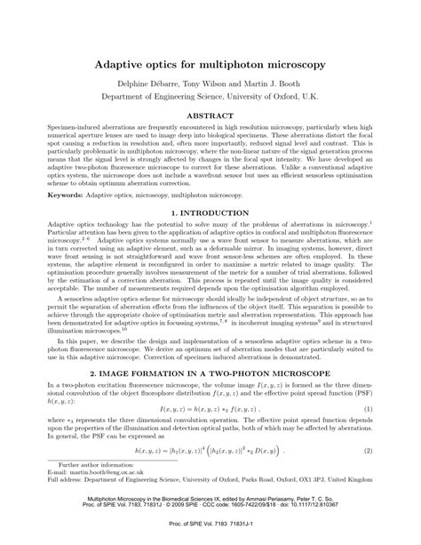 (PDF) Adaptive optics for multiphoton microscopy