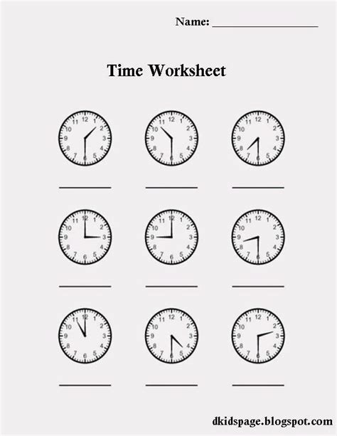 Free Printable Time Worksheets For Kids