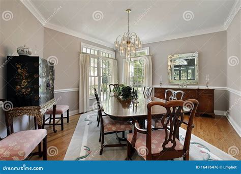 Dining Room with Gray Carpet Stock Photo - Image of light, chandelier: 16476476