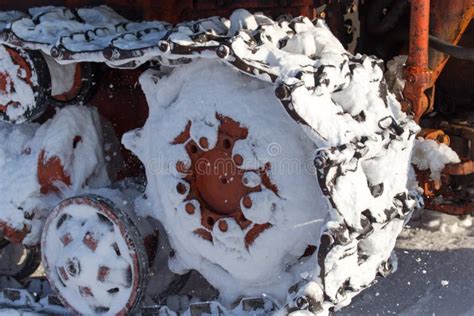 Tractor tracks in the snow stock image. Image of steel - 103376571