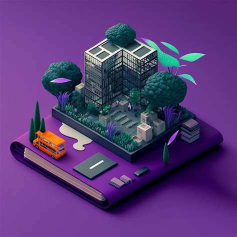 Premium AI Image | A small house with a tree in the middle and a purple ...