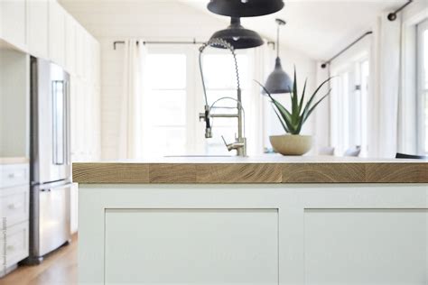 "White Oak Wood Countertops In Modern Farmhouse Kitchen" by Stocksy ...