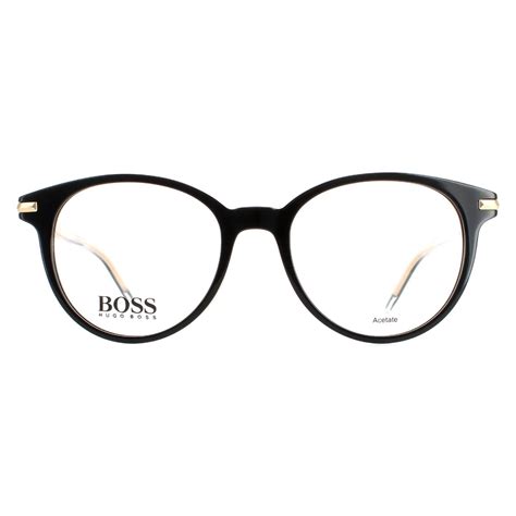 Hugo Boss Round Unisex Black Gold Glasses