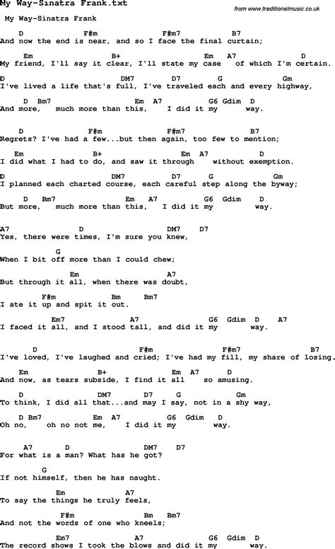 Jazz Song - My Way-Sinatra Frank with Chords, Tabs and Lyrics from top ...