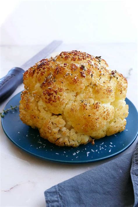 Baked Whole Cauliflower with Cheese - It's a Veg World After All®