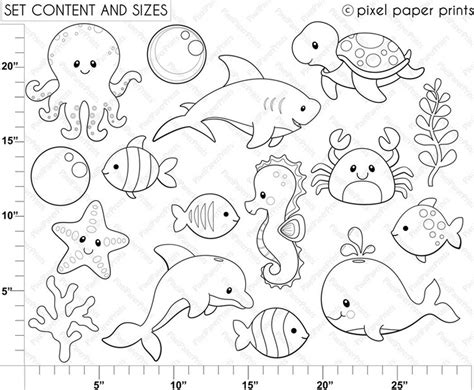 sea-animals-digital-stamps-mygrafico-579674 « Coloring Pages for Free 2015 | Digital stamps ...