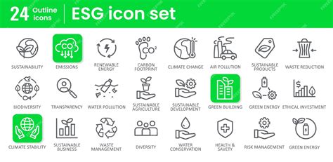 Premium Vector | Vector esg icons set flat design concept