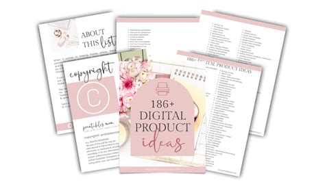 186+ Digital Product Ideas List FREEBIE | Printables Mom