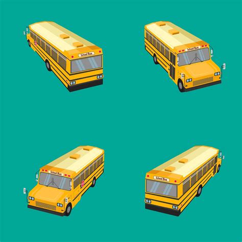 3d top view the school bus. flat design style. learning time with friends. vector illustration ...