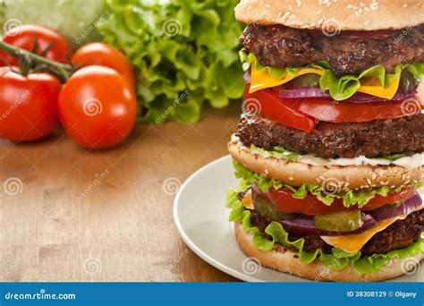 Big Triple Cheeseburger stock image. Image of american - 38308129