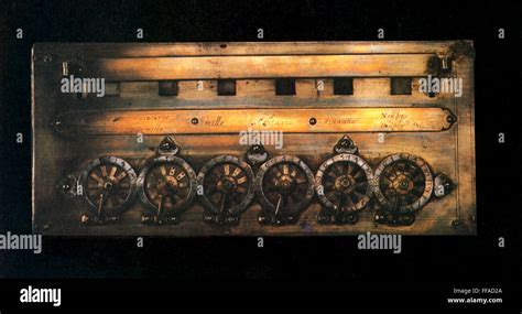 PASCALINE CALCULATOR, 1654. /nFront view of Blaise Pascal's calculating machine, 1654 Stock ...