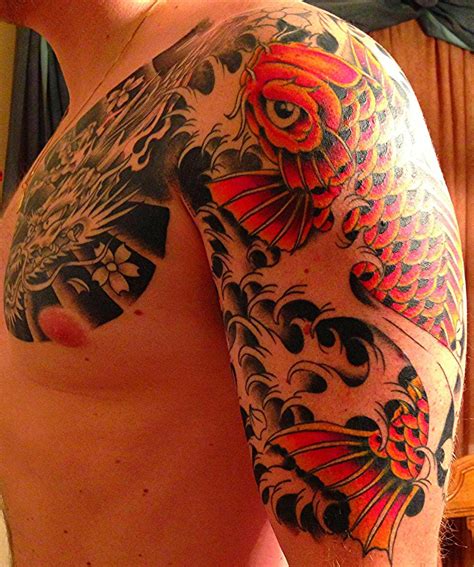 Koi 1/2 Sleeve, second session (colour), Phil Cisco, Maximum Tattoo-Deerfield, IL | Koi dragon ...