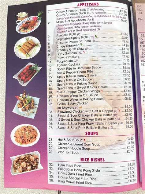 Menu at wonderful chinese restaurant, Mountain Ash