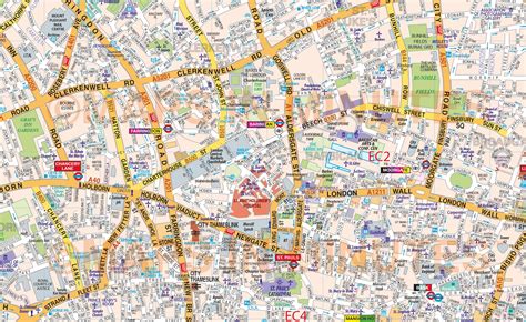 VINYL Central London Street Map - Large size 1.2m d x 1.67m w