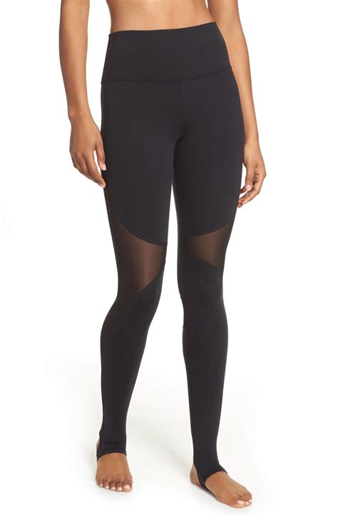 Lyst - Alo Yoga High Waist Mesh Inset Stirrup Leggings in Black