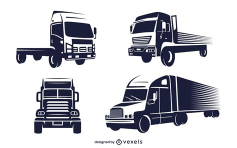 Illustrated Pickup Truck Set - Vector Download