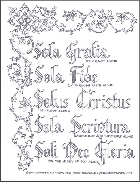 Free Printable Five Solas Coloring Page for Reformation Day ...