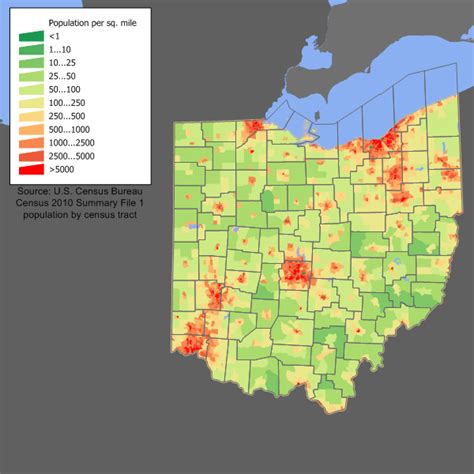 Ohio Population Density Map - Tupper Lake Ny Map