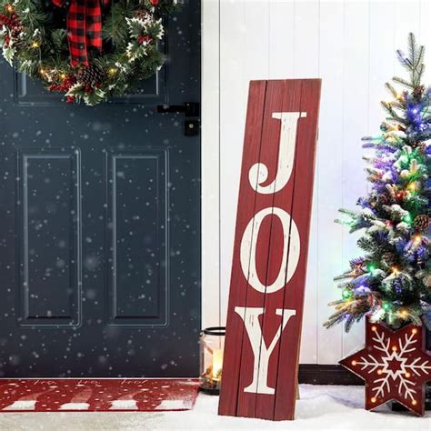 Glitzhome 42 in. H Joy Christmas Wooden Porch Sign 1103202652 - The Home Depot