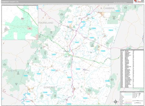 Somerset County, PA Wall Map Premium Style by MarketMAPS