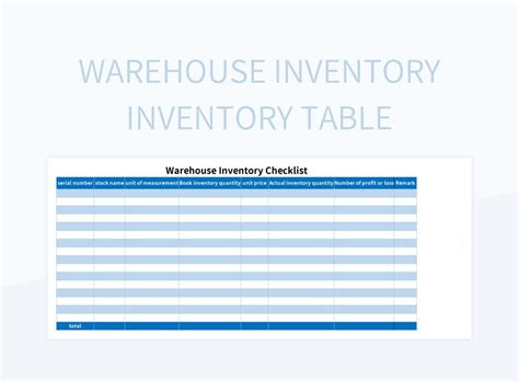 Warehouse Inventory Inventory Table Excel Template And Google Sheets ...