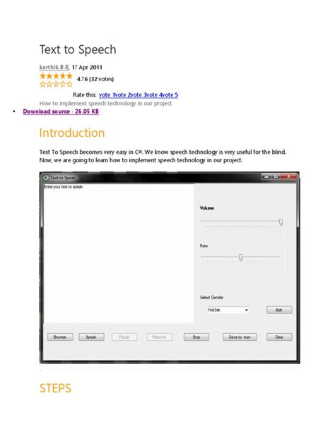 Text To Speech | PDF | Microsoft Visual Studio | Text File