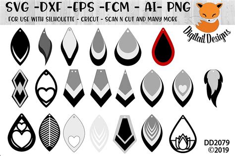 Faux Leather Earrings Shapes SVG