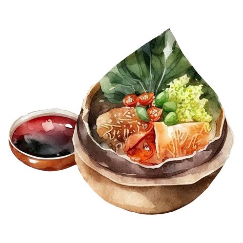 Premium Vector | Korean food in watercolor style