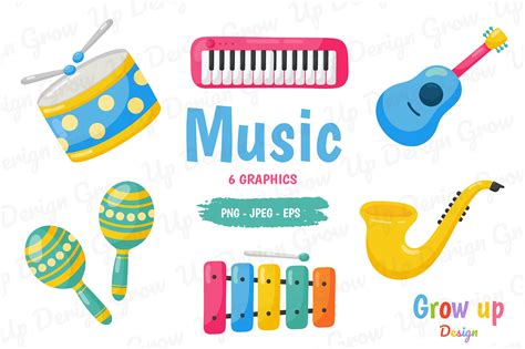 Music Clip Art Instruments Clipart Music Notes Clipart Digital Clip Art ...