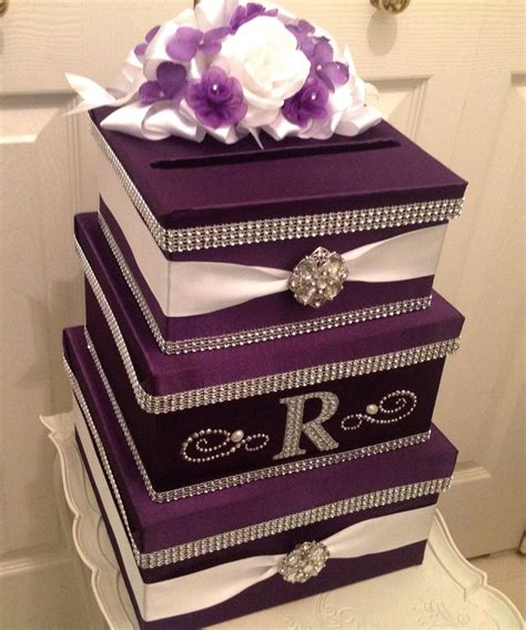 Wedding Card Holder, Card Box With Lock, Purple Card Holder, Money ...